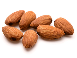 almond nuts isolated on white background close up