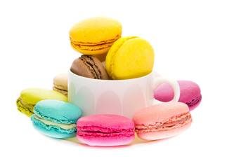 Sweet Tasty Macaroons Isolated on White Background