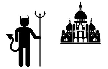 Diable devant une Basilique