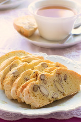 Gluten free almond biscotti with tea