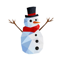 Illustration of funny origami snowman with joben