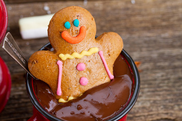 Gingerbread man with  hot chocolate