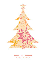 Vector warm stars Christmas tree silhouette pattern frame card