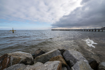 View on pier in Orlowo district in Gdynia, Poland