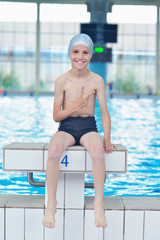 child portrait on swimming pool