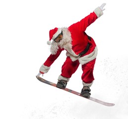 Santa Claus with snowboard