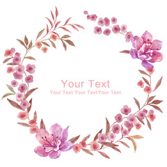 watercolor floral illustration collection. flowers arranged un a shape of the wreath perfect - 73184461