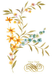 watercolor illustration flower bouquet in simple background 