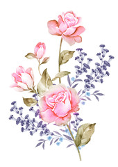 watercolor illustration flower bouquet in simple background  - 73184468