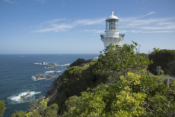Fototapeta na wymiar Sugarloaf point lighthouse at Seal Rocks NSW, Australia