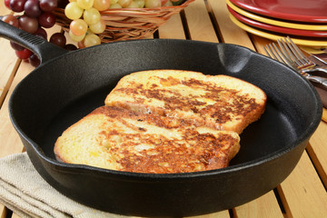 French toasst in a cast iron skillet