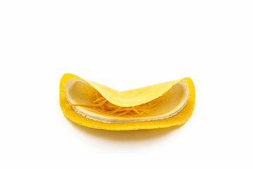 Ancient Thai Crispy pancake on white background.