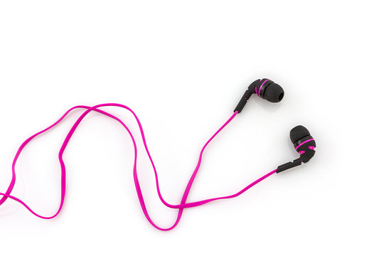 Pink earphones.