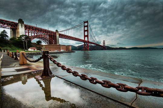 Golden Gate Bridge after raining