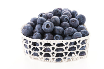 Blueberry basket isolated on white
