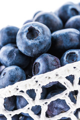 Blueberry basket isolated on white