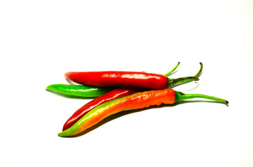 Hot chili  chilli pepper isolated on white background.