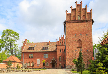 Fototapeta na wymiar The medieval castle in Olsztynek, Poland - today a school