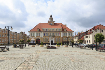 Town Hall & Market Square in Olsztynek, Poland