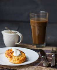 baked cheesecakes with sour cream, breakfast
