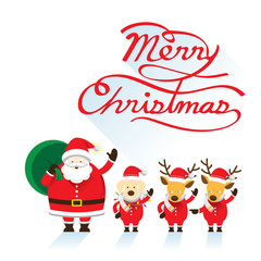 Fototapeta na wymiar Santa, Dog & Reindeer, Christmas Text