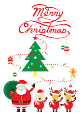 Santa, Dog & Reindeer, Christmas Text