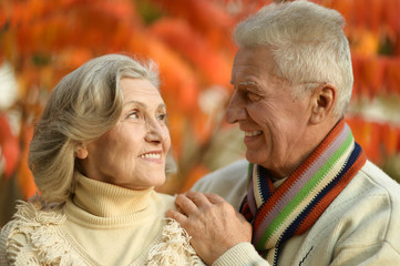 Mature couple in the autumn park