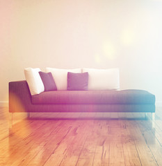 Fototapeta na wymiar Elegant Gray Couch on Empty Room