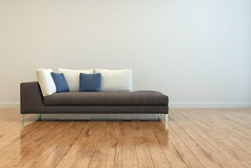 Attractive Sofa with Pillows on Empty Lounge Room