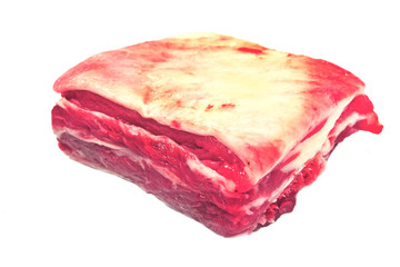 Raw beef ribs on white background
