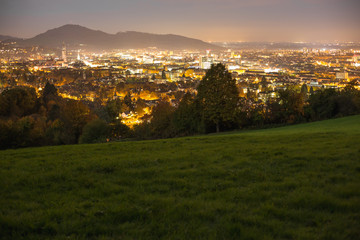 city of Freiburg at night