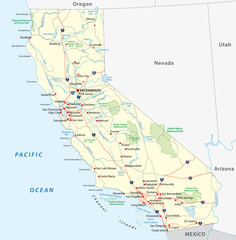 california road map - obrazy, fototapety, plakaty