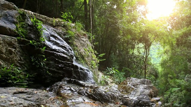 Waterfall in deep forest on Koh Samui. HD. 1920x1080