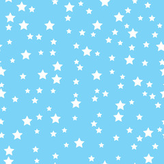 Seamless pattern with white stars on a blue background