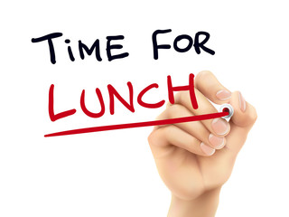 time for lunch words written by hand