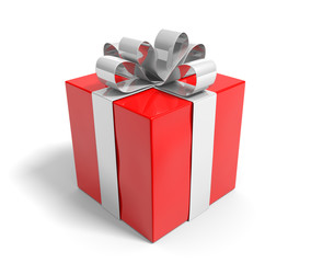 Christmas gift with a beautiful silver ribbon