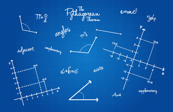 Mathematical Geometry Signs On Blueprint Background
