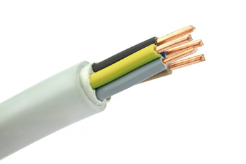 Electric cable on a white background. Macro shot