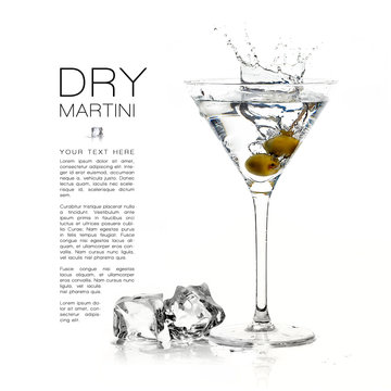 Dry Martini Cocktail with Big Splash. Design Template