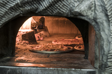 Pizza inside oven