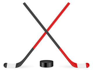 Naklejka premium hockey stick and puck