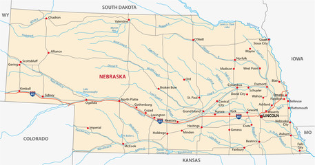 Fototapeta na wymiar nebraska road map