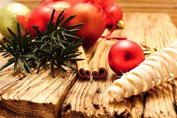 Christmas ball and cinnamon