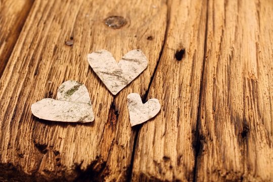 Birch bark hearts