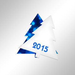 2015, paper christmas tree square greeting card