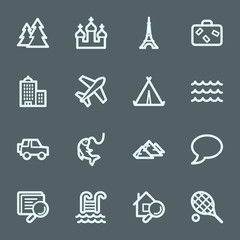 Travel web icons set