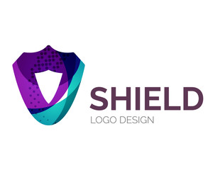 Secure shield logo design made of color pieces