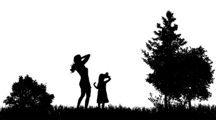 Vector silhouettes of family.