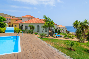 Luxury villas in tropical gardens on Madeira island, Portugal