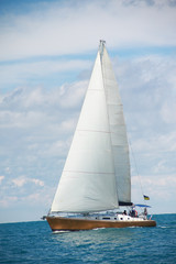 beautiful sailing yacht in sunny day